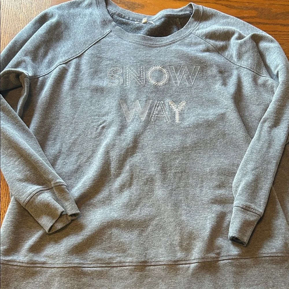 Gray Sweatshirt with 'SNOW WAY' Embroidery - Picture 2 of 7